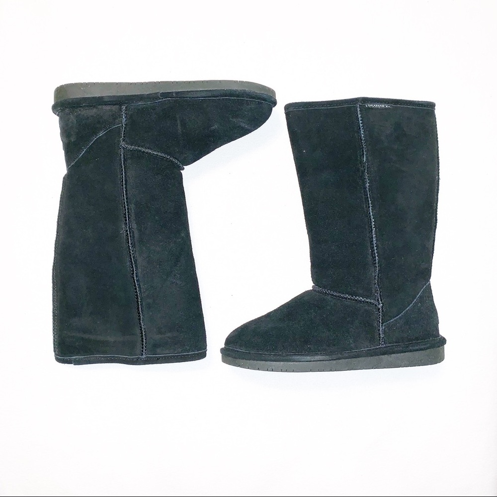 BearPaw ‘Emma’ Tall Black Suede Wool Boots 8